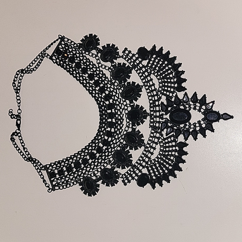 Anthropologie black on black statement necklace